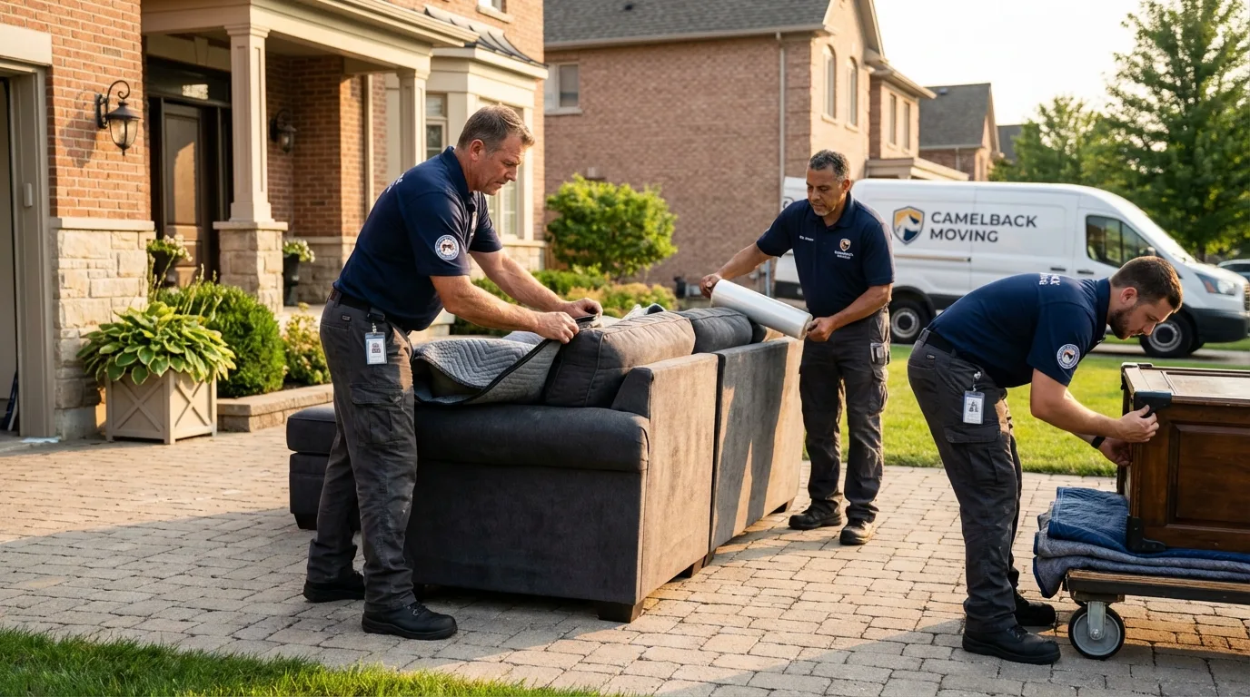 Large estate moving crew wrapping furniture in Pineville, LA